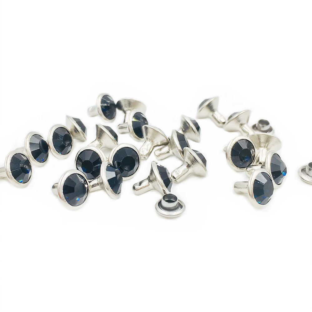 100impostato di 6 millimetri e 8 millimetri Montana strass di Cristallo Rivetti Borchie D'argento Del Metallo di base per la Borsa di Abbigliamento Lavorazione Della Pelle Rivetto