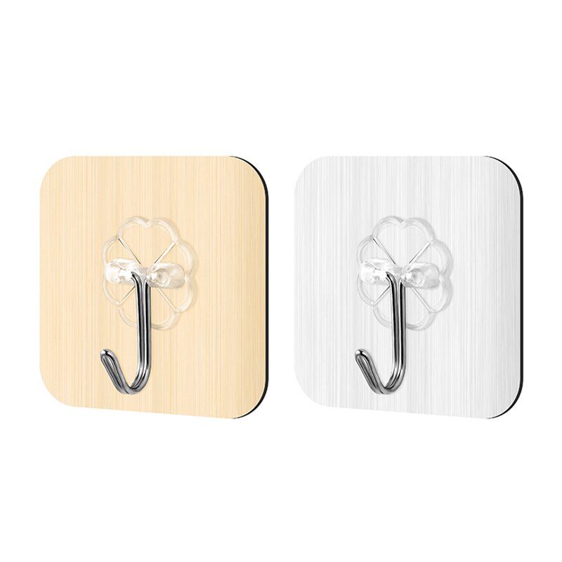Goudkleurige, sterke, transparante wandhanger, diverse haak, ruimtebesparend, waterbestendige, klevende haken, zware last, zuignap