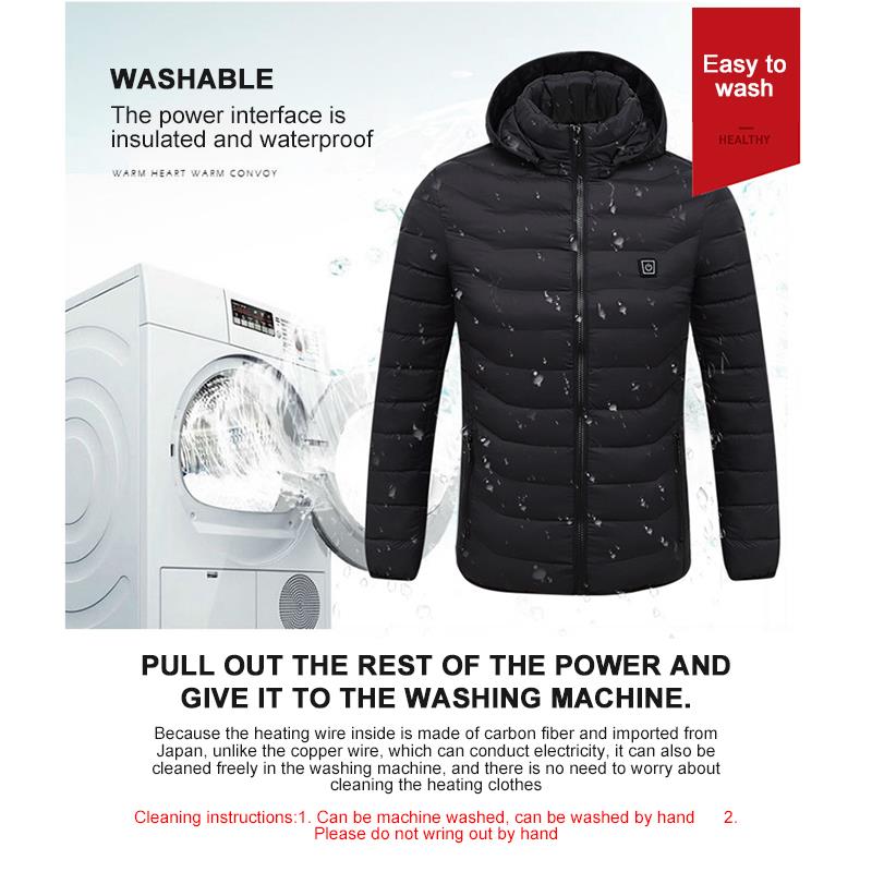 Opvarmet vest mænd / kvinder frakke fjer termisk opvarmet jakke vinterfiskeri varm vest vaskbar usb opladning udendørs opvarmningspuder