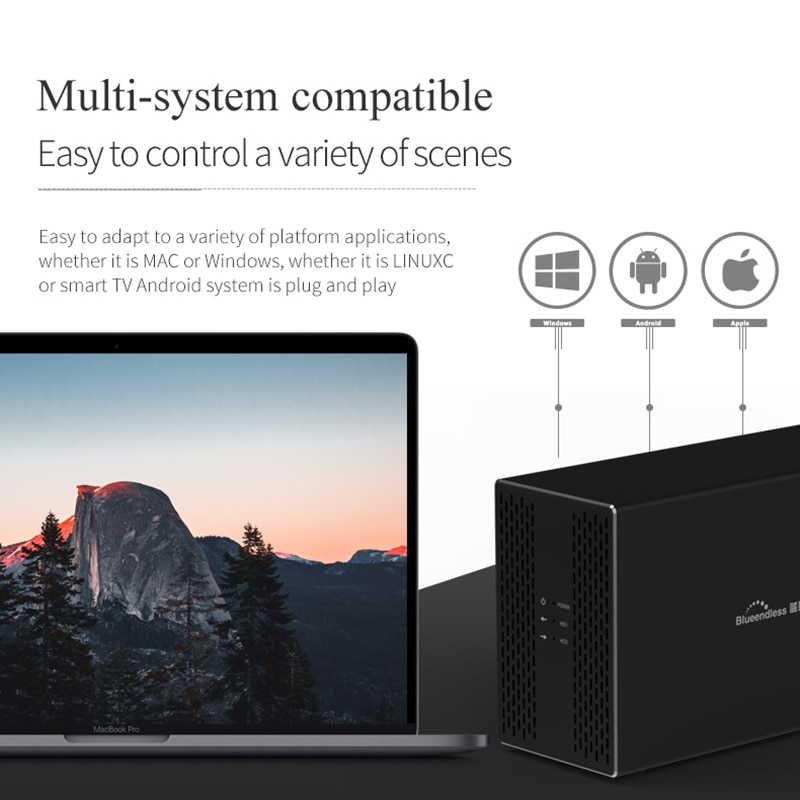 Blueendless Aluminum Tool Free 2 Bay 3.5" SATA to USB 3.0 External Hard Drive Enclosure Support 2x 10TB Drive