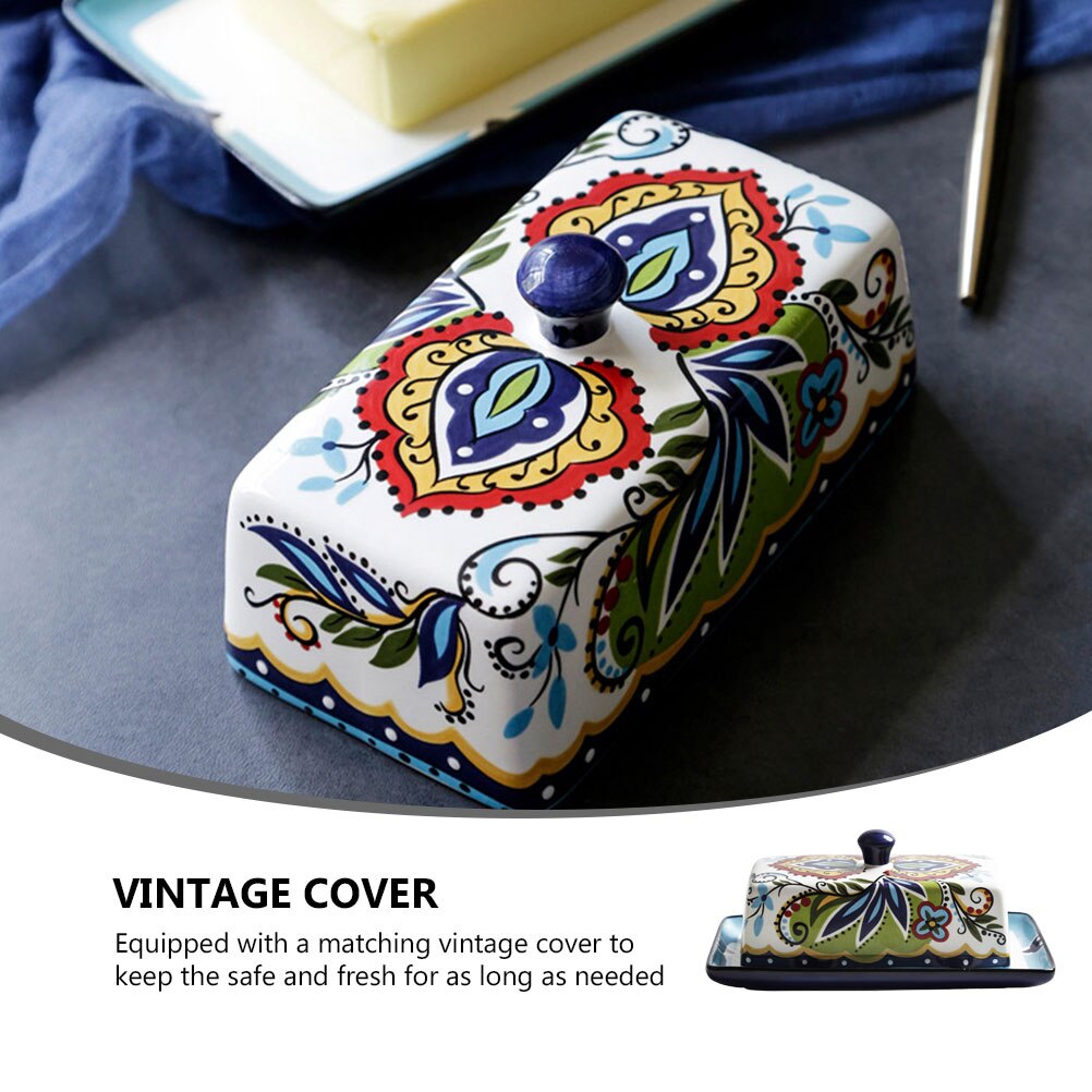 1pc Exquisite Ceramic Plate Dessert Plate Cheese Butter Box Delicate Food Plate