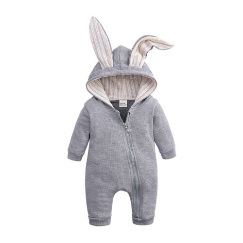 Baby Herbst Winter Kleidung Neugeborenen Baby Junge Mädchen 3D Bunny Ohren Strampler Langarm Kleidung Kaninchen Insgesamt Zip Warme overall