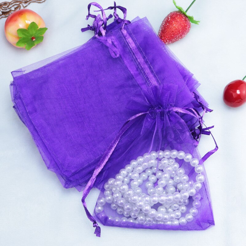 10 stücke 10x15 cm transparent Organza Beutel Hochzeit Geburtstag Party Süssigkeit Schokolade Taschen Weihnachten Halloween Kasten Verpackung taschen: Pflaume