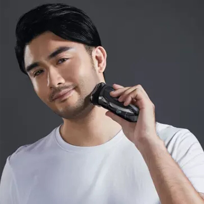 Xiaomi PINJING brzytwa bezprzewodowa 3D inteligentna maszynka robić golenia USB ładowanie IPX7 wodoodporna 3 głowica wyświetlacz doprowadziło golarka robić twarzy dla mężczyzn