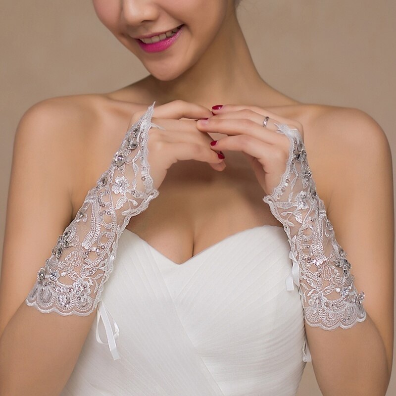 Nuevos guantes de boda baratos accesorios de boda 1 par para vestidos de novia guantes de boda suministros de rendimiento de estudio guantes de cristal