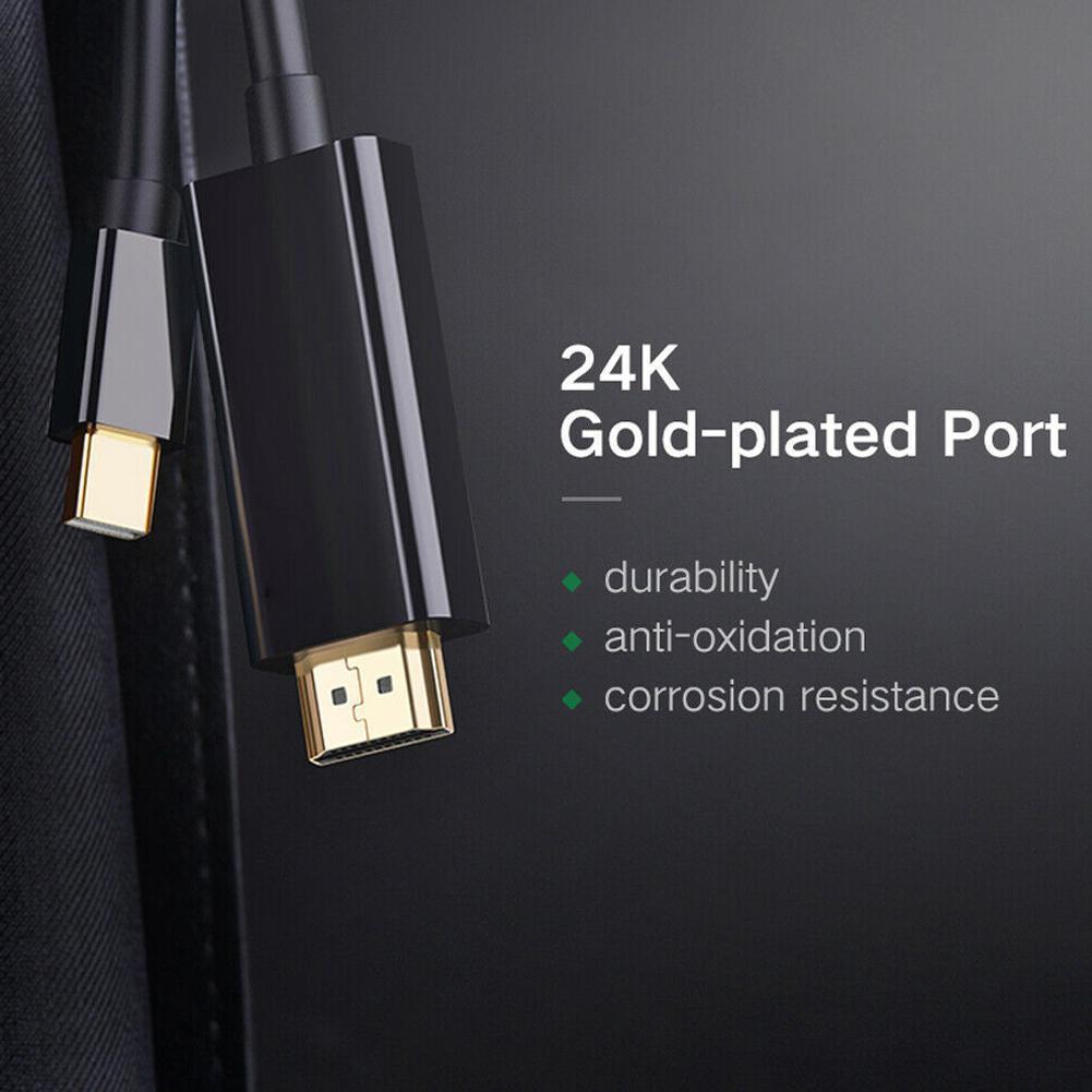 1.8M Mini DP Display Port Thunderbolt 2 to HDMI-compatible Cable Adapter For MacBook Pro iMac mini Gold Plated