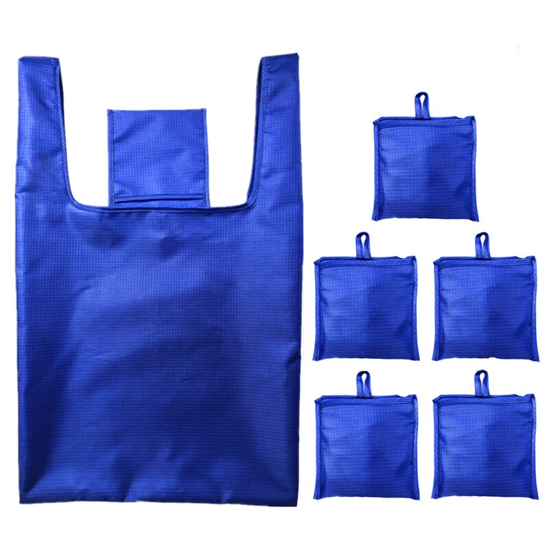 Milieubescherming Oxford Doek Bakken Waterdichte Draagbare Pure Color Grote Capaciteit Boodschappentas Herbruikbare Opvouwbare: Blauw