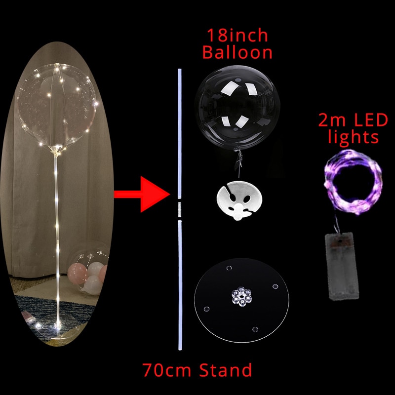 1 set ballonger kolonnstativ bågstativ hemfest led konfettiballonger med basklämmor bröllopsdekoration ballonghållare pinne: 2m led lampor set 5
