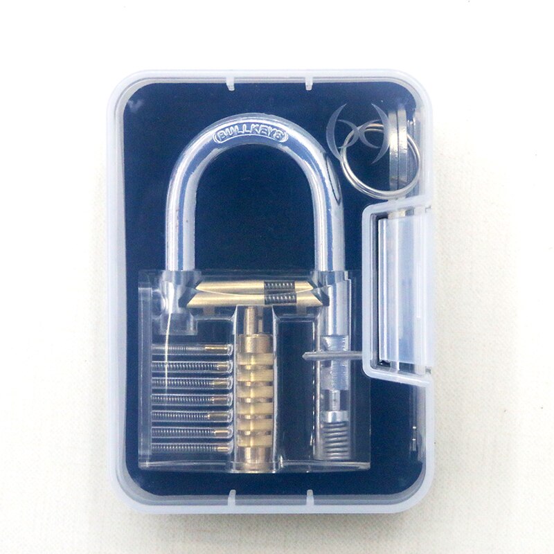 Locksmith Practice Tool Lock Set Training Supplies Kit Multitool with Flashlight & Transparent Padlock