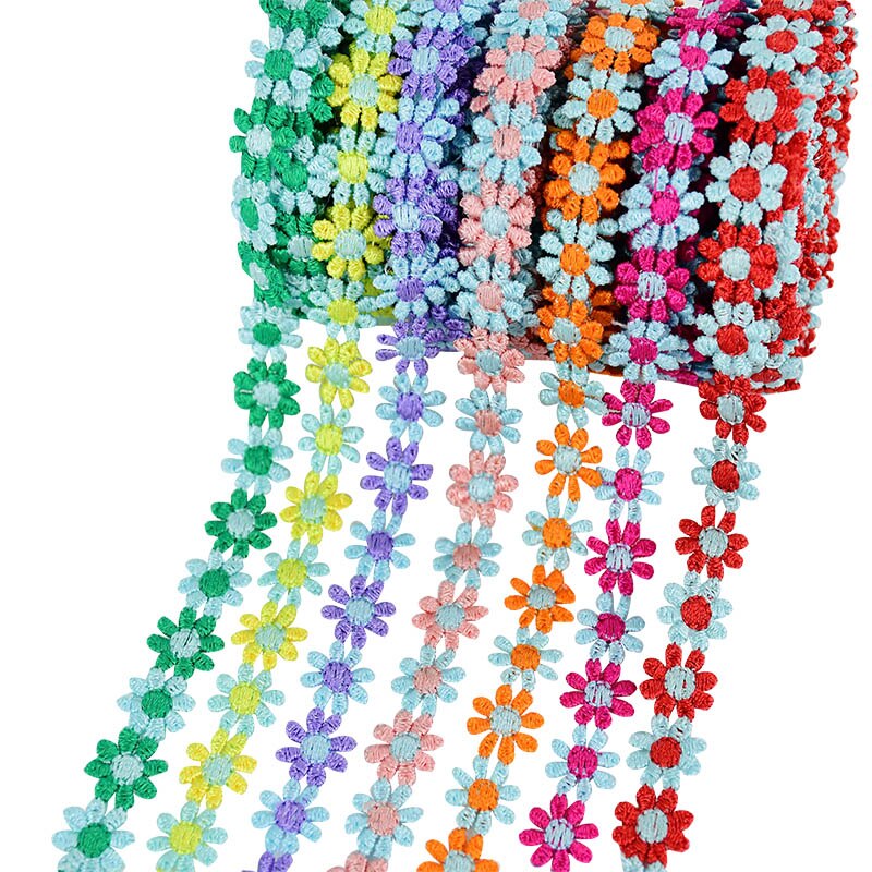 3 yards 12mm broderi lille marguerit bånd rulle polyester blomst blonder stof trim til gør-det-selv tøj syning håndværk tilbehør levering
