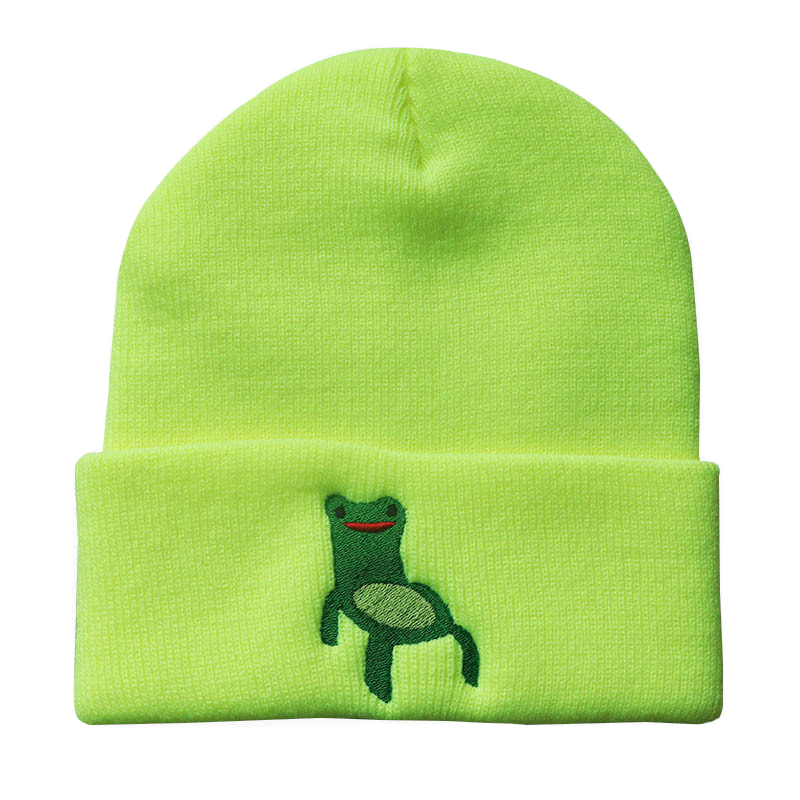 Frog Slipping Tea Winter Hat Men Knitted Beanies Unisex Women Stocking Hat Bonnet Outdoor Sports Ski Hat Cap: Light Green