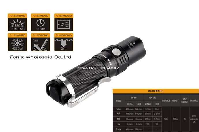 Edc Fenix PD25 XP-L 550 Lumen CR123A Of 16340 Batterij Grote-Heldere Led Zaklamp Draagbare Kamp Wandelen