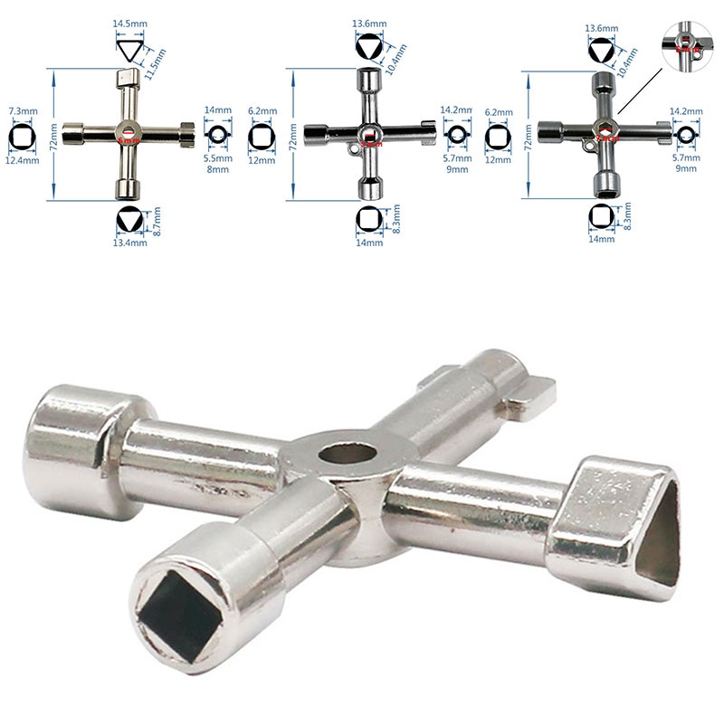 Multifonction 4 voies clé triangulaire clé universelle plombier clés triangulaires pour gaz compteur électrique radiateur purger armoire