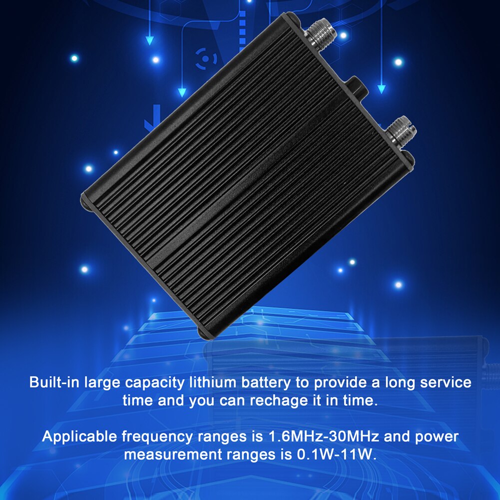 1.6MHz-30MHz 0.1W-11W QRP SWR Shortwave Standing Waves Meter Portable SWR Shortwave Power Meter USB Firmware Upgrade with Screen