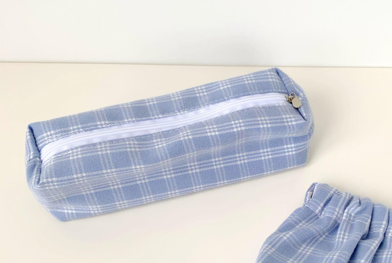 Portamonete Vintage giapponese semplice Mini Plaid retrò Plaid carino Mini custodia per ragazze borsa per donna Mini astuccio a contrasto: Grey Blue plaid 1