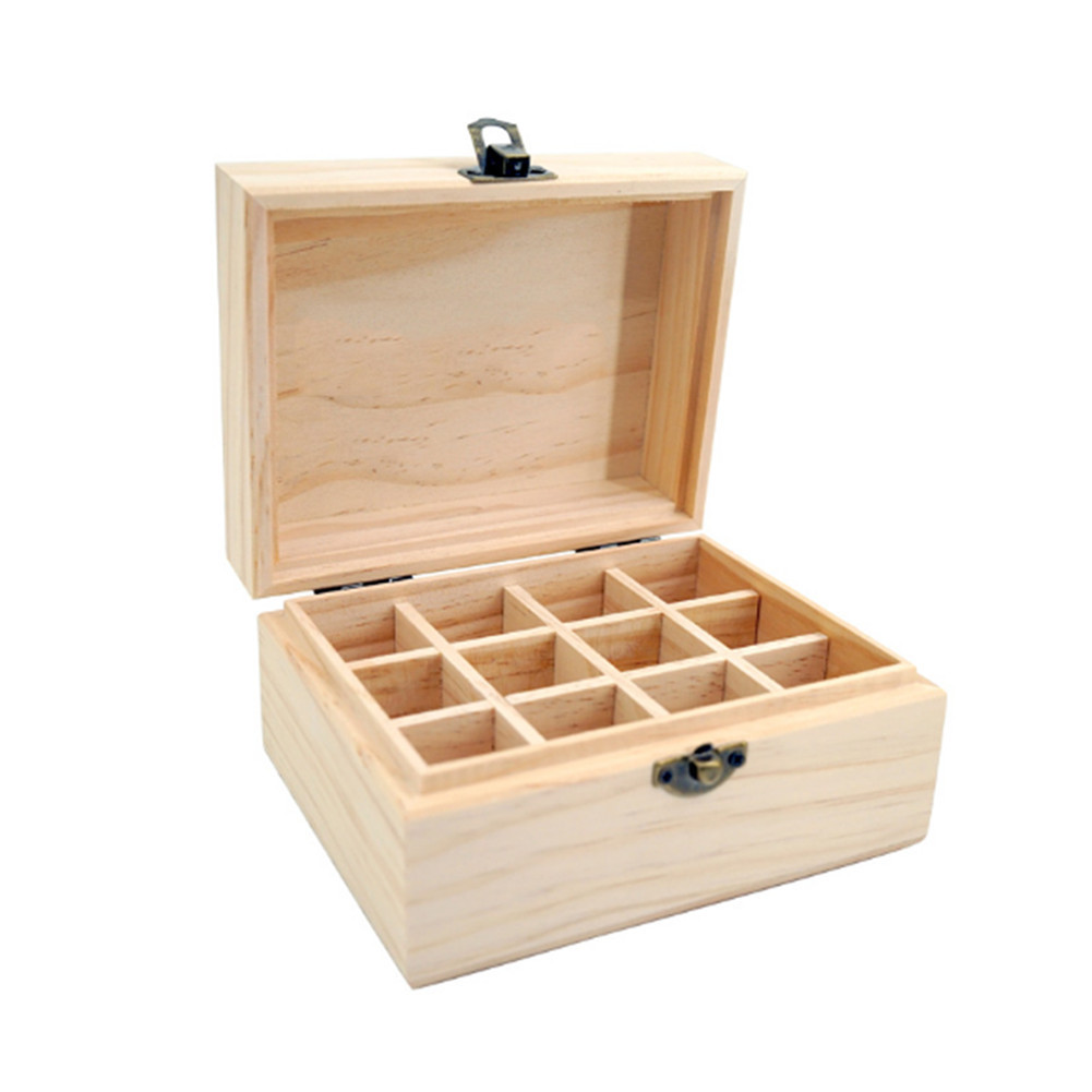 12 Grids Holz Aromatherapie Ätherisches Öl Ausgezeichnete 5-15ml Dekorative Kiefer Holz Boxen Organizer Lagerung Tasche Hause Dekoration