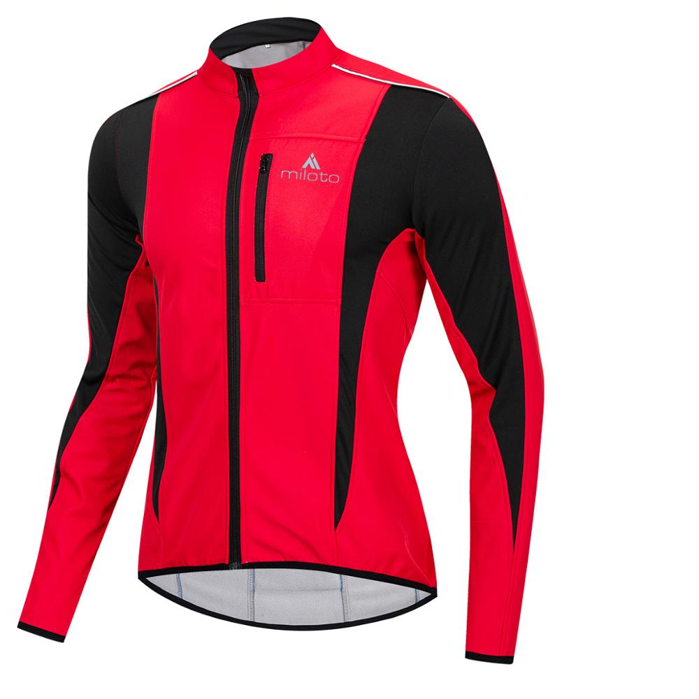 Herrcykeljacka utomhuscykling vandringsjacka fleece softshelljacka vindjacka vattentäta jackor regnjacka: P012- röda / Xxxl