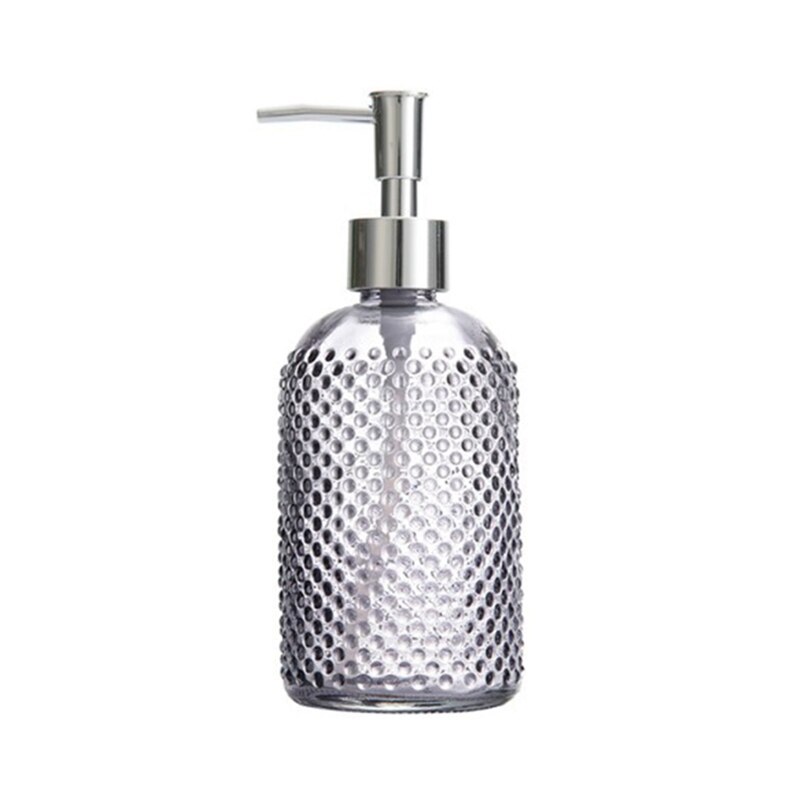 Large 400ML Manual Soap Dispenser Clear Glass Hand Sanitizer Bottle Containers Press Empty Bottles Bathroom: GY