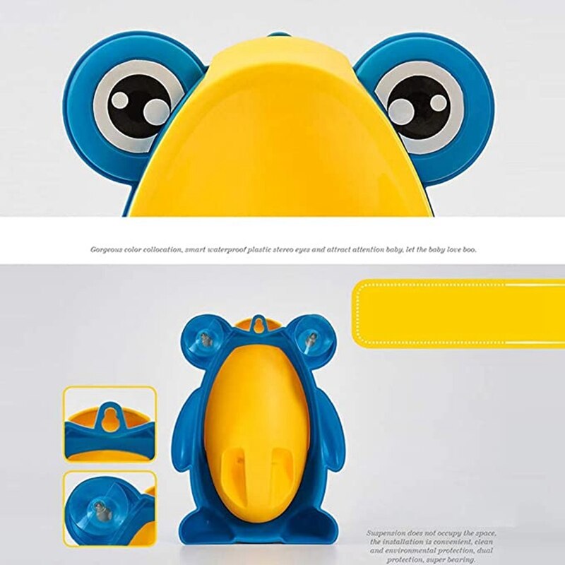 Frog Pee Training,Cute Potty Training Urinal for Boys with Funny Aiming Target,Urinals for Toddler Boy (Blue)