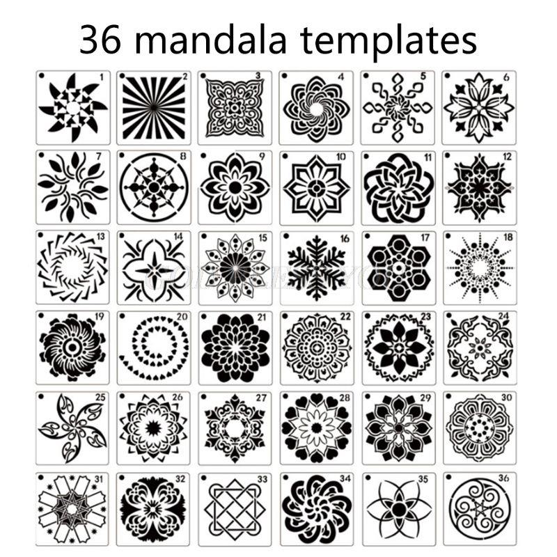 36/56 Pack Mandala Dot Painting Templates Stencils, Small Mandala Template Stencils: A