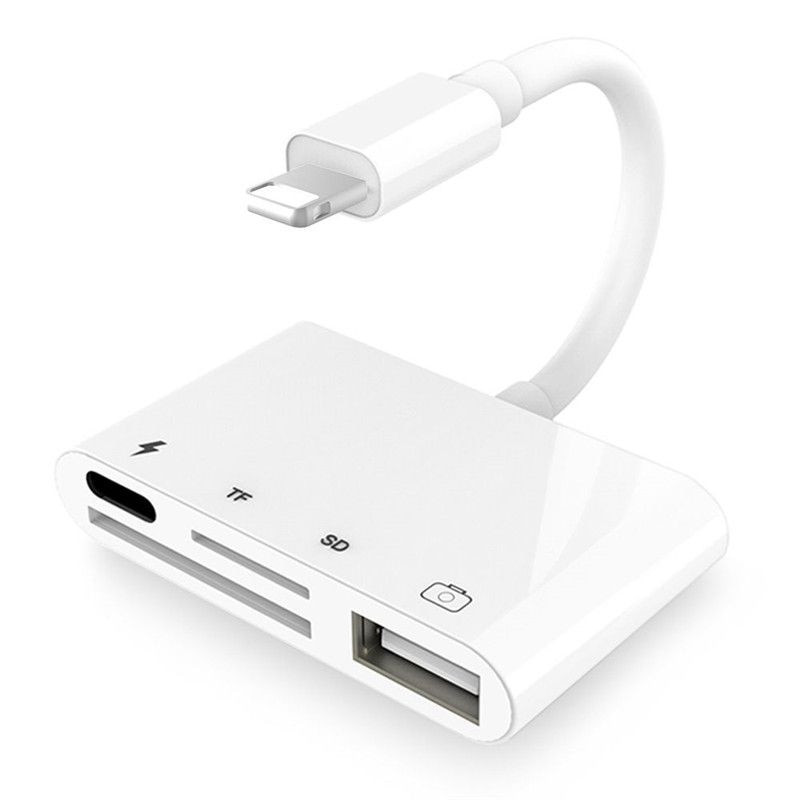 Doca 4 em 1 para iphone xr xs 8 7 plus, ipad ipod sd tf leitor de cartão porta usb relâmpago para hubs da câmera do teclado usb