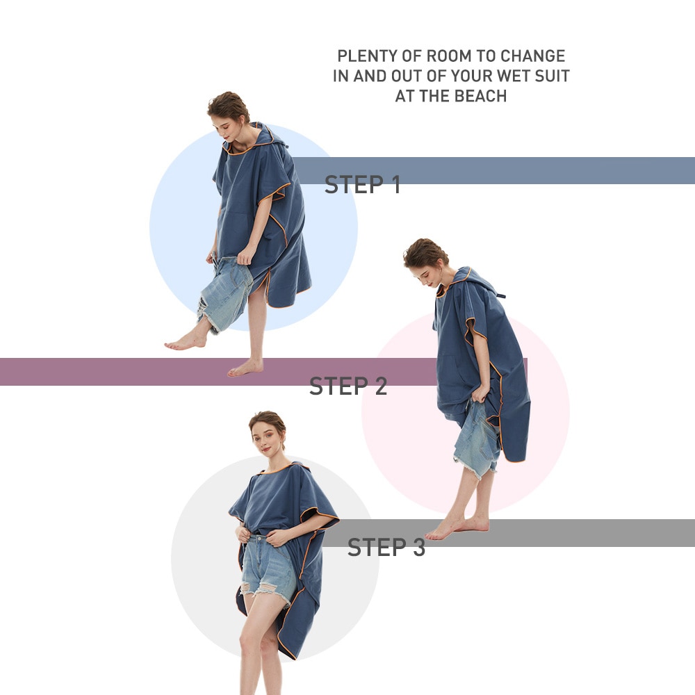 Surfponcho handdoek poncho sneldrogende handdoek hoodie microvezel strandjas omkleedponcho zwemhanddoek strandponcho voor volwassenen