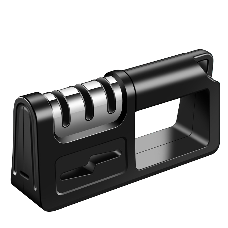 4 in 1 Diamond Knife Sharpener Whetstone Multi-functional Manual Quick Sharpening Tool for Kitchen Knives Scissors and Tools: Brown