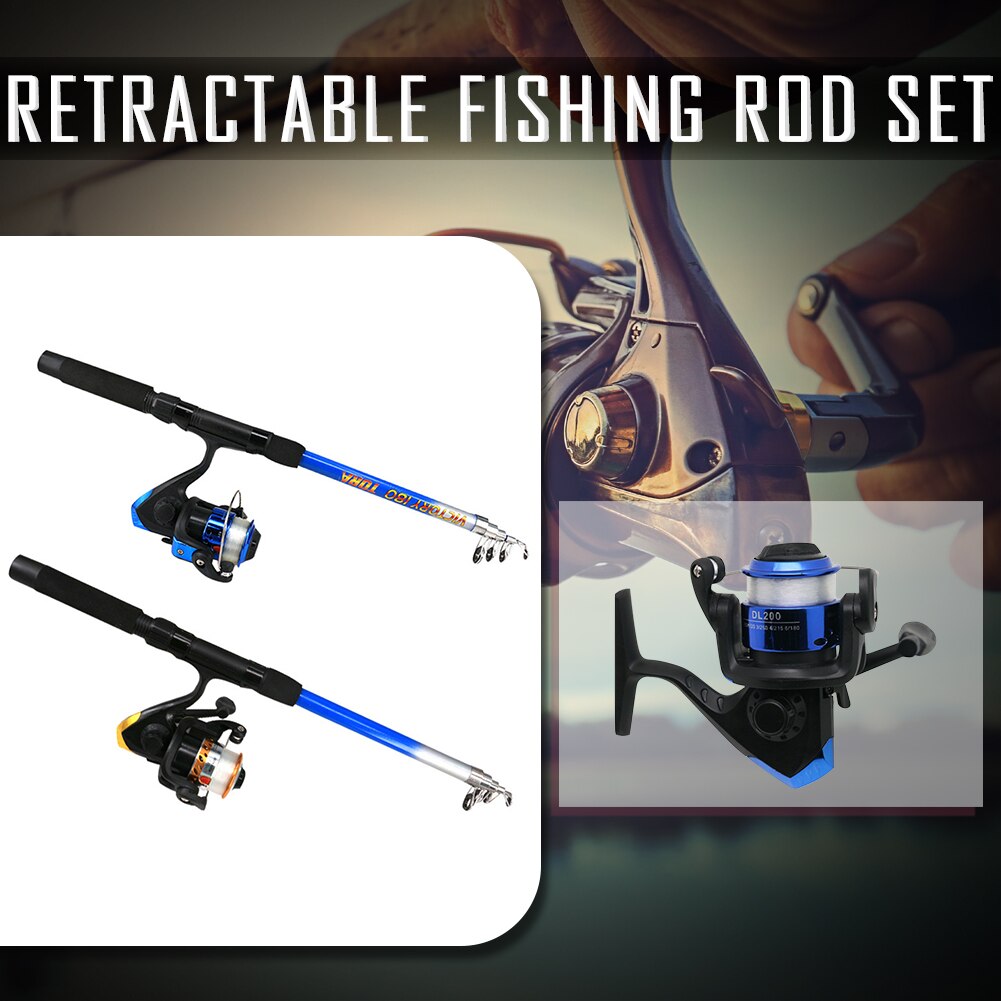 Fishing Rod Set with Reel Portable Fishing Lightweight Retractable Beginners Fishing Pole Fishing Tackle Accessories