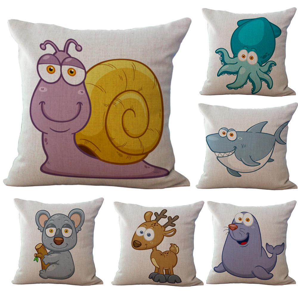 Karikatur Hirsch Biene Vogel Fische Hals Körper Kissenbezug Leinen Bett Kissen Abdeckung Couch Sitz Kissen Werfen Kissen Hause Dekoration