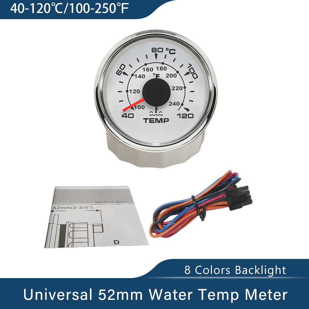 KUS Jauge Température Huile 50-150°C Avec Rétroéclairage - 52mm - 12V/24V - IP67 Étanche - Pour Voiture, Moto, Camion, Bateau