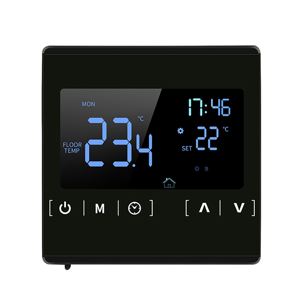 Smart Thermostat LCD Touchscreen Thermostat Programmable Electric Floor Heating System Thermoregulator Temperature Controller: Black