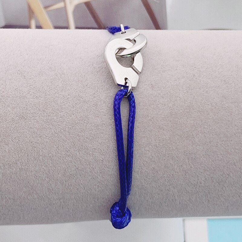 France Pour Femme-pulsera de plata de ley 925 para hombre y mujer, brazalete de cuerda, brazalete de plata 925, Bisutería: Dark Blue