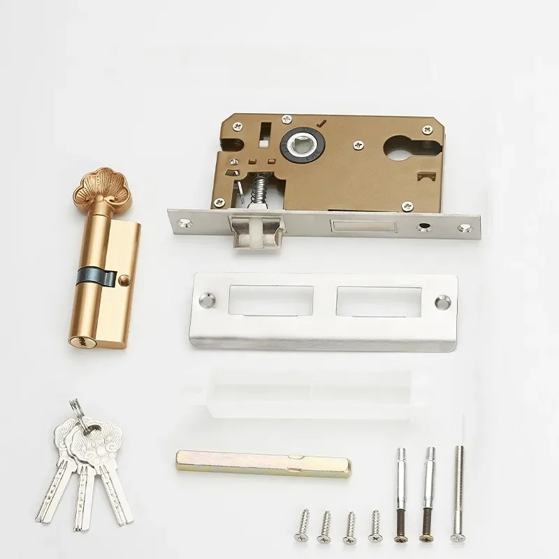 Cerradura de manija de puerta Retro de estilo europeo, cerradura Interior Vintage de aleación de aluminio para dormitorio, cerraduras de puerta de seguridad antirrobo para habitación del hogar