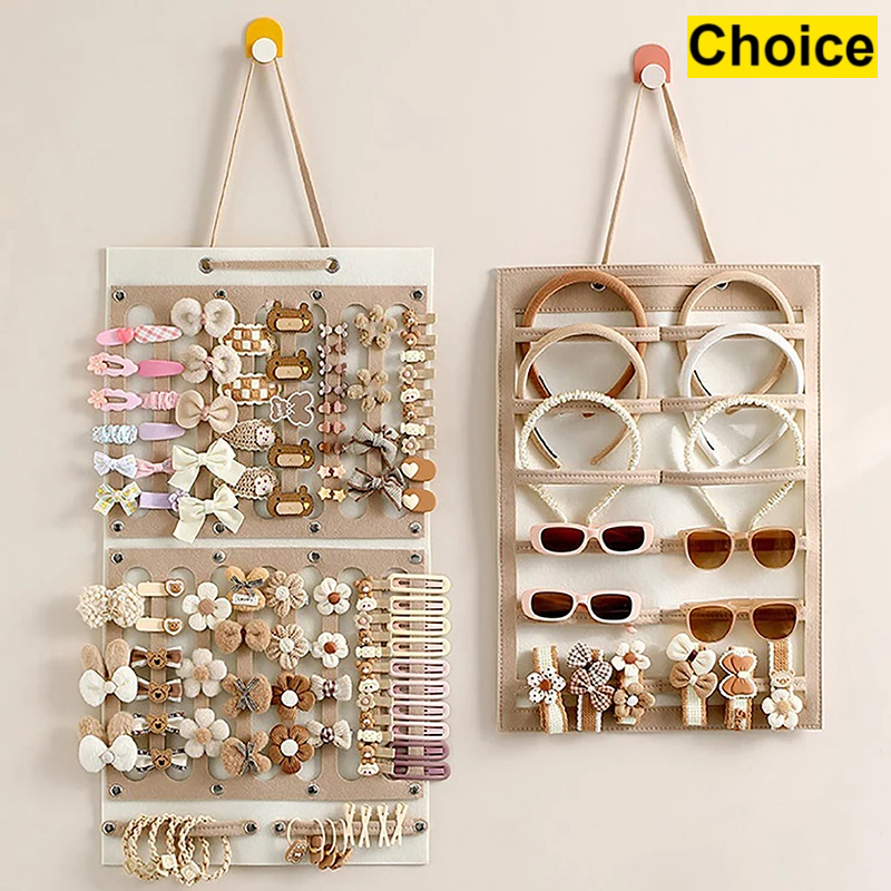 Organizador de lazos para el pelo para colgar en la pared, soporte para diadema de gran capacidad, colgador de almacenamiento con pinza para el pelo, accesorio que ahorra espacio para habitación de niña