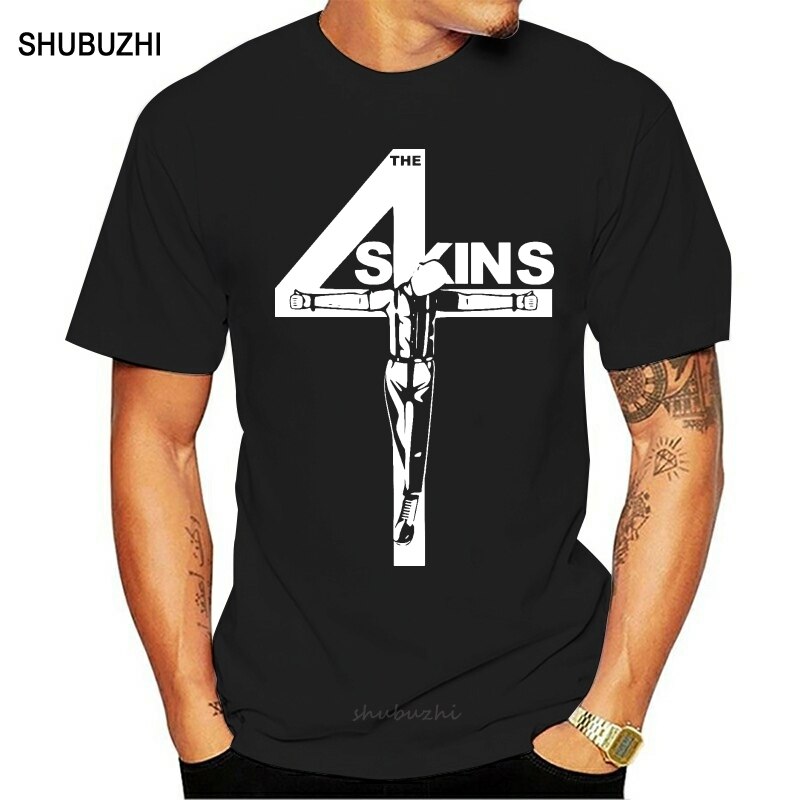 The 4 Skins Oi T Shirt Uk Punk Streetpunk 4Skins Skinhead Male Teeshirt Summer Top Tees Man Brand Tee Shirt: black / M