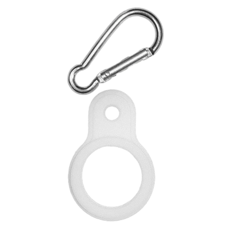 Przenośny uchwyt na butelkę wody Silikonowa klamra robić zawieszania Bezpieczny uchwyt na butelkę wody karabińczykiem na pasek: biały