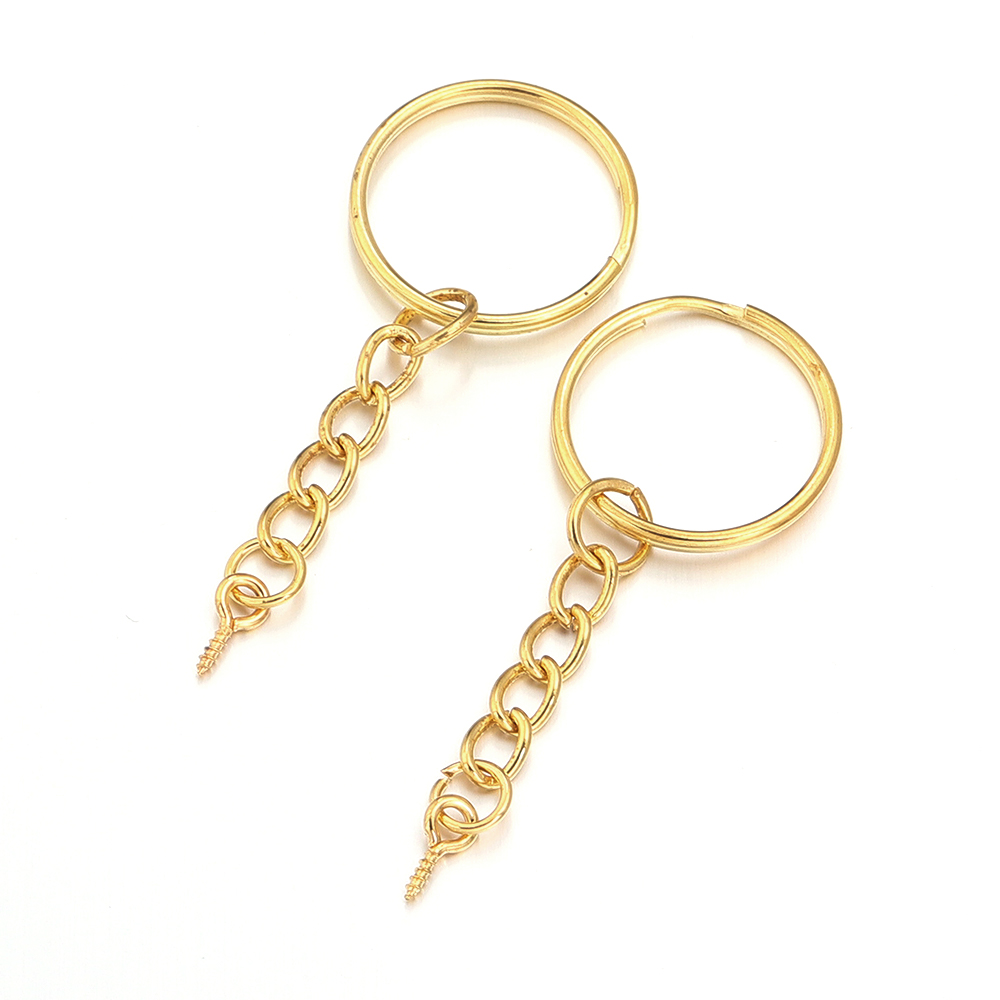 10 unids/lote llaveros de hierro llavero en blanco llavero con anilla dividida llavero anillos DIY hallazgos hacer accesorios de llavero: Azul