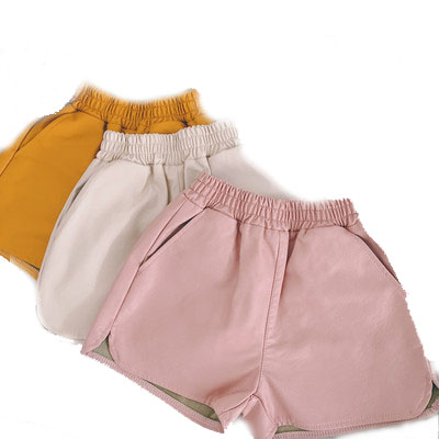 Sommer forår baby pigeshorts imiteret læder drengeshorts unisex børnetøj småbørns pu shorts til piger tøj menina