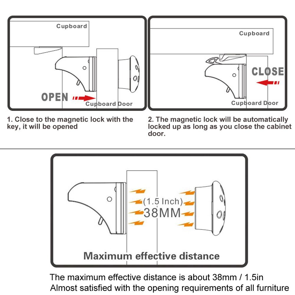 Fechadura magnética, proteção infantil, fechaduras para gavetas, armários e limitador de porta, fechaduras de segurança para crianças