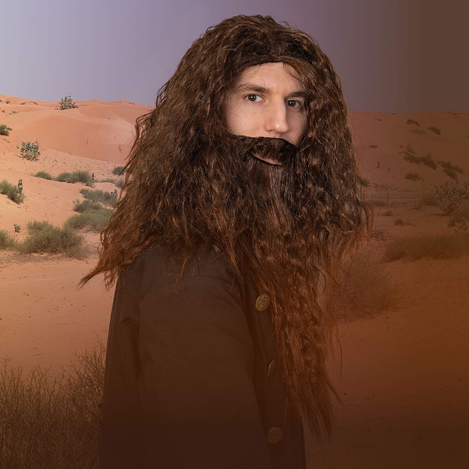 Navidad Cosplay Hobbit Gandalf Cosplay peluca y barba conjunto tocado para el Señor de los Anillos Fans y vacaciones decoración DIY