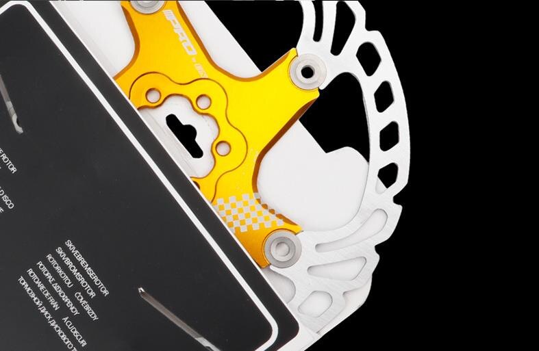 IIIPRO Bicycle 140 160 180 203mm disc brake rotor floating thickening anodized quick cooling ultra-light disc: gold 180mm