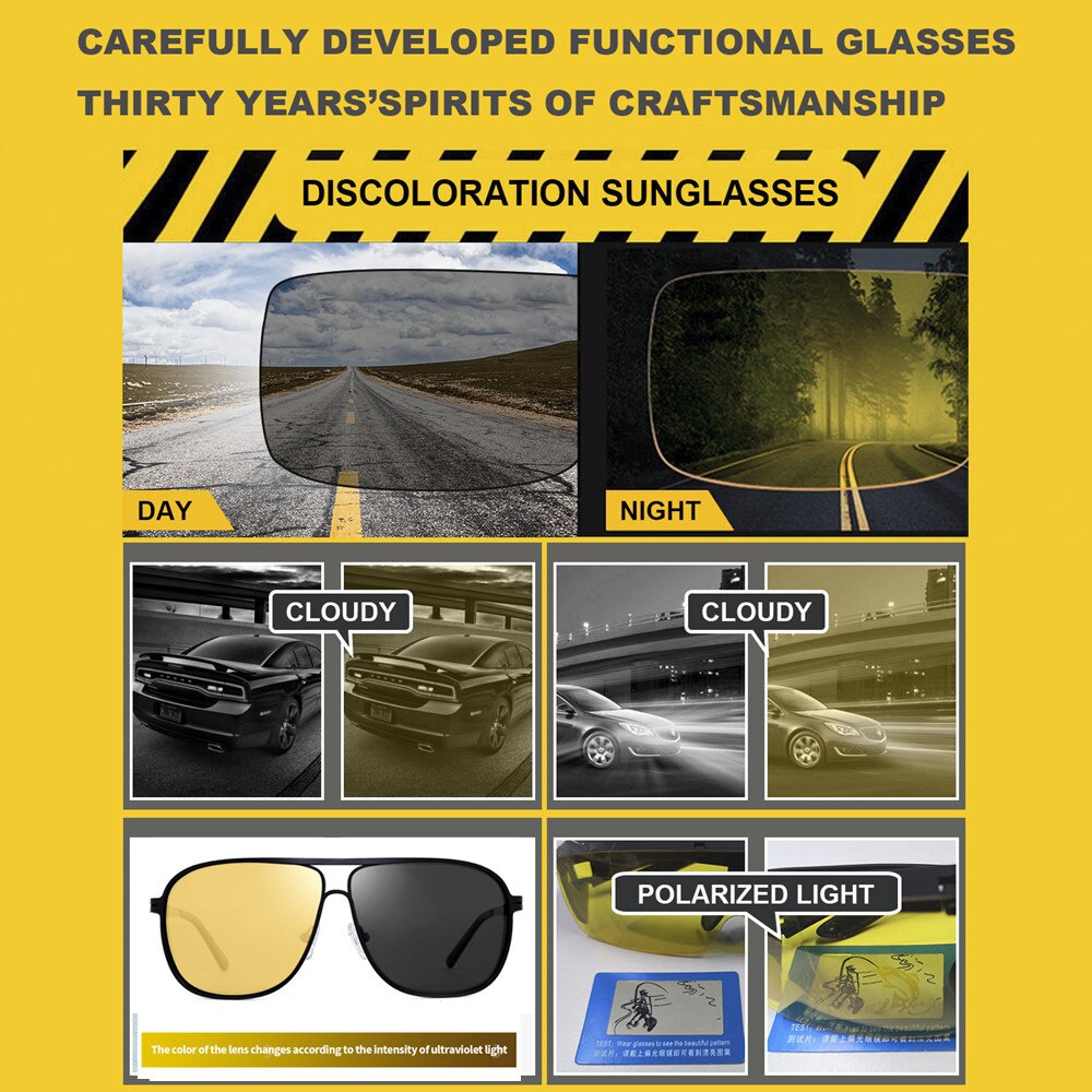 Fenchi mænd nattesyn briller polariseret gul anti-refleks linse solbriller kørsel nattesyn beskyttelsesbriller til bil vision nocturna