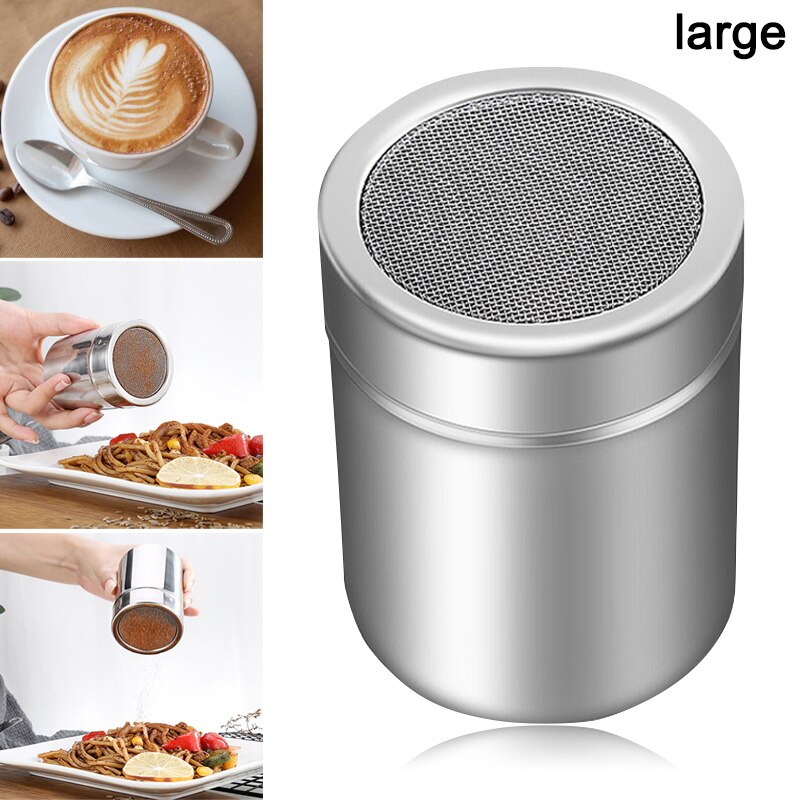 Chocolade Shaker Deksel Rvs Icing Suiker Meel Cacaopoeder Koffie Zifter Koken Tool MDJ998: l