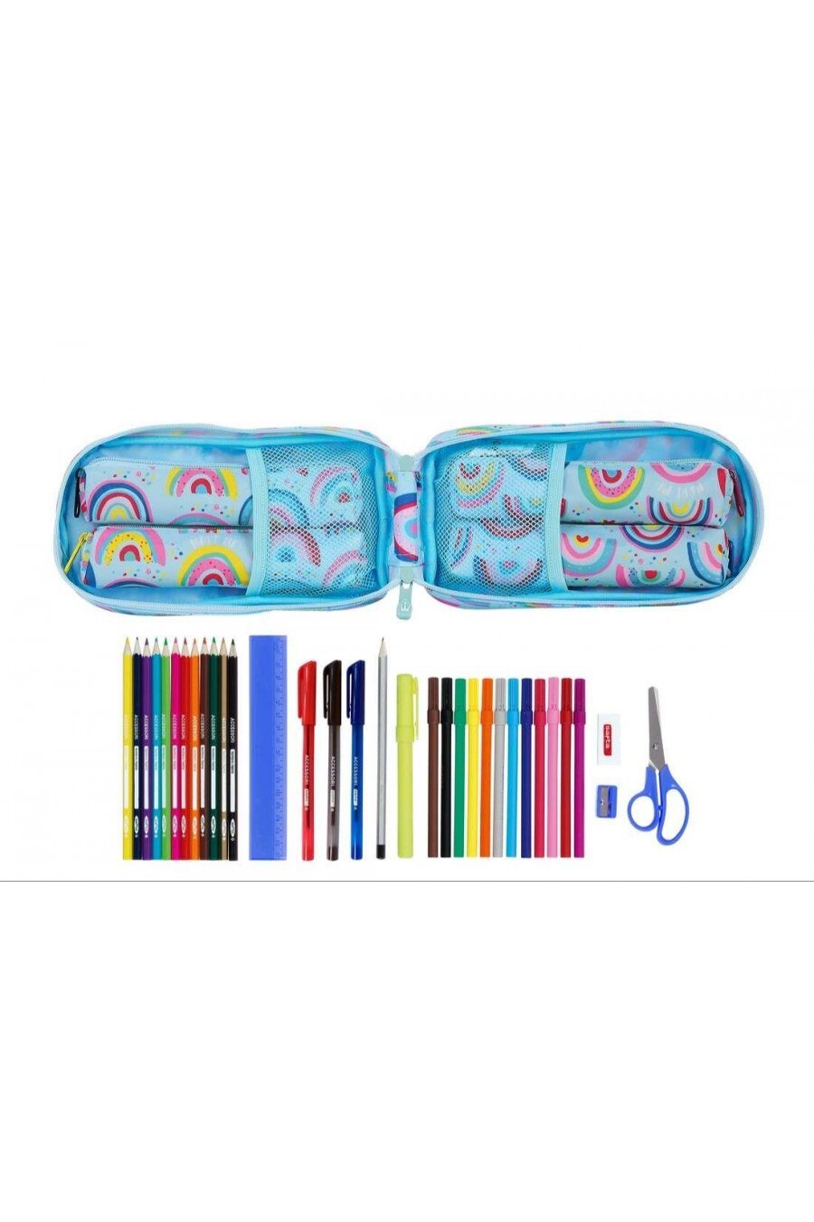 Plumier mochila con 4 portatodos llenos Glowlab rainbow 12x23x5 412033747