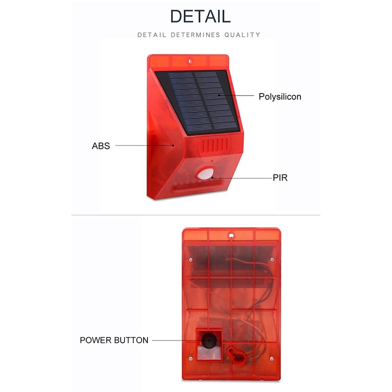 Solar Alarm Lamp Afstandsbediening Security Alarm Motion Sensor Alarm Sirene Pir Motion Sensor Detector