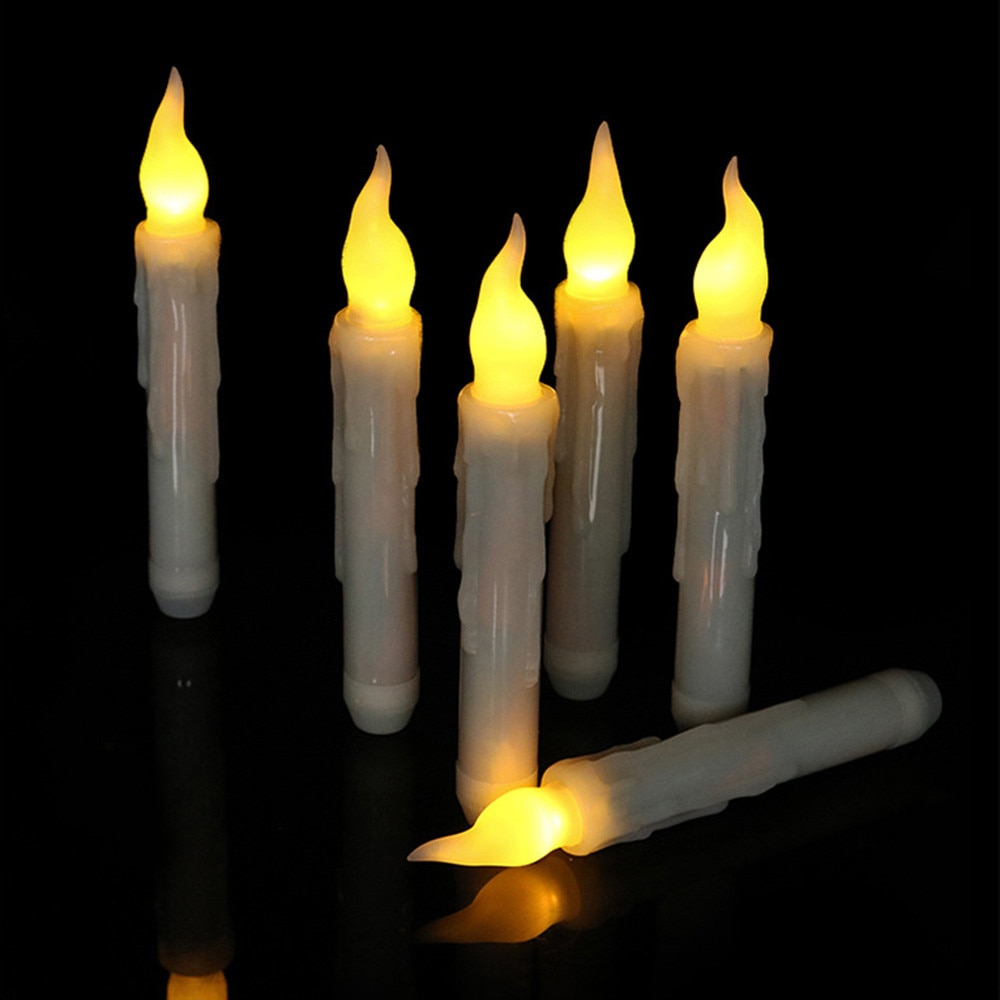 3 X Taper Candle Led Taper stick Candle Flicker Dripped wax Flameless lamp candelabra wedding home decor-Amber G612