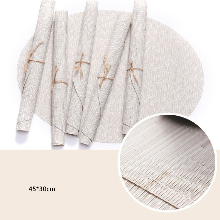 Oval Placemats Set of 4,PVC Vinyl Weave Place Mats,Wipeable Dining Table Placemats,Heat Resistant Table Mats,Indoor and Outdoor: Beige