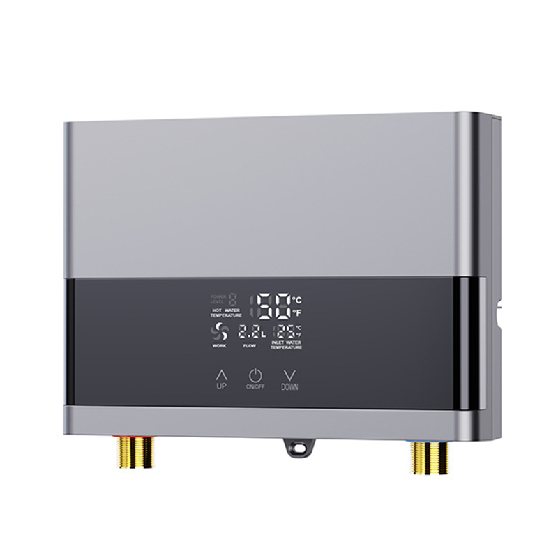 110V 220V Instant Water Heater Bathroom Kitchen Wall Mounted Electric Water Heater LCD Temperature Display with Remote Control: Brown