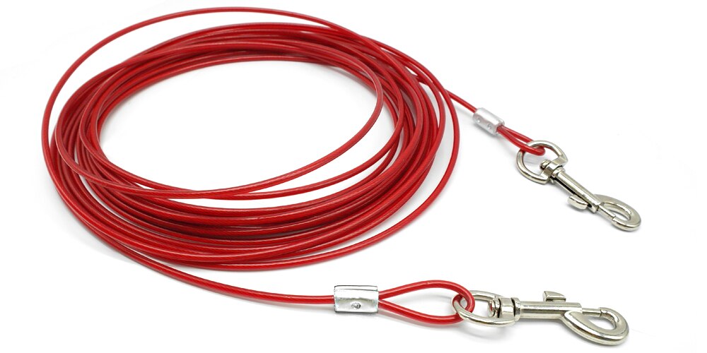 3M 5M 10M Dog Tie-Out Cable Heavy Duty Dogs Chain Leashes Outdoor Lead Belt for Small Medium Large Dogs Camping Training: Red / 5m
