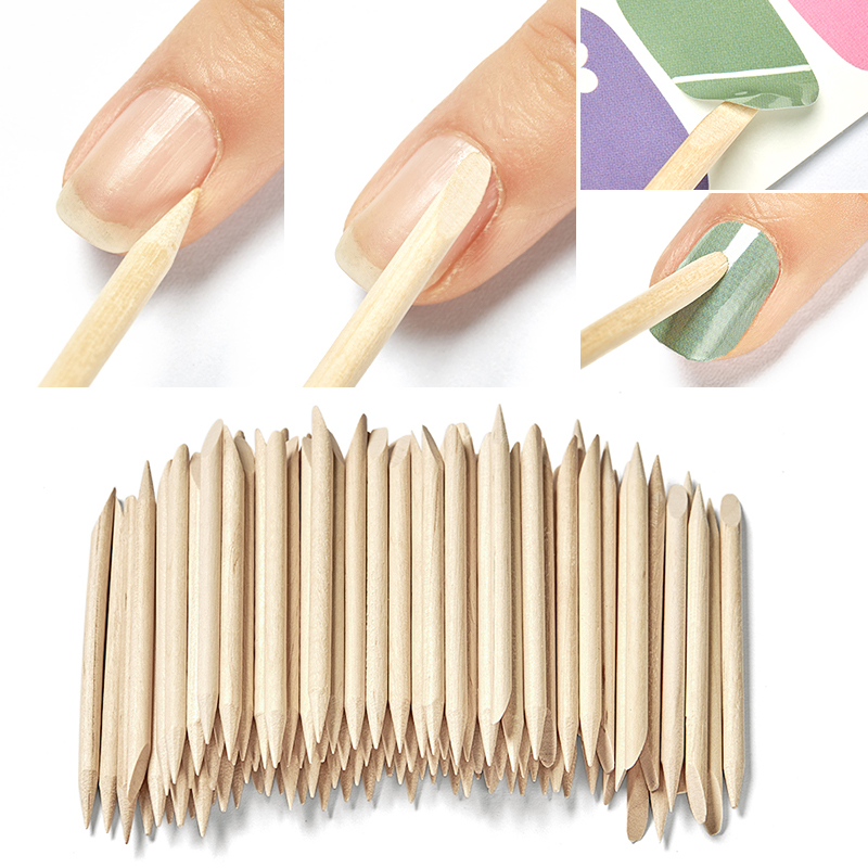 Set van 10/50/100 stuks nagelkunst nagelriemduwer oranje houten stokjes nagelriemduwer remover manicure pedicure verzorging